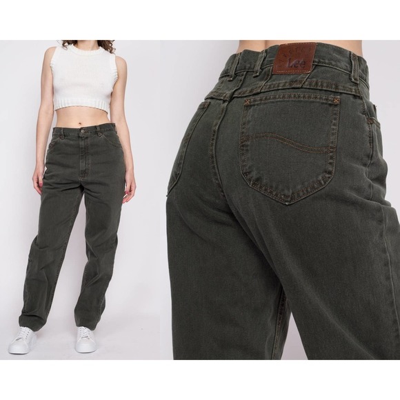 90s Lee Olive High Waisted Jeans - Medium to Large Tall, 30.5" - Picture 1 of 9